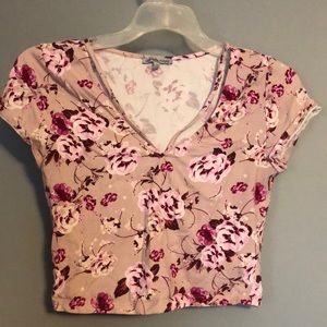 Pink floral crop top